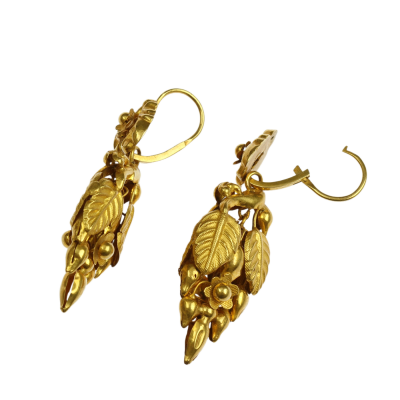 PRODÁNO - Zlaté biedermeier náušnice