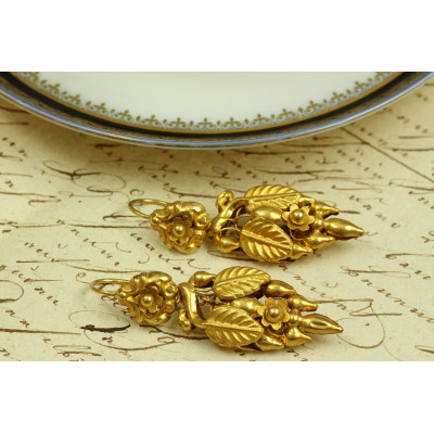 PRODÁNO - Zlaté biedermeier náušnice