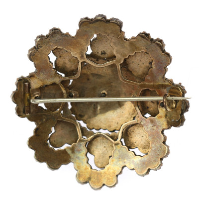 PRODÁNO - Velká květinová brož s granáty - M. Kersch