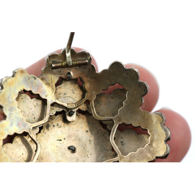 PRODÁNO - Velká květinová brož s granáty - M. Kersch