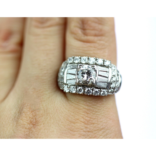 Sold - Art Deco platinum brilliant cut diamond ring