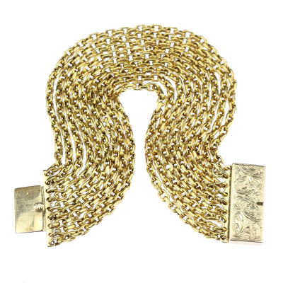 Wide gold chain bracelet