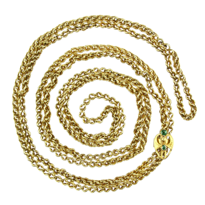 Long gold chain with slider - Art Noveau