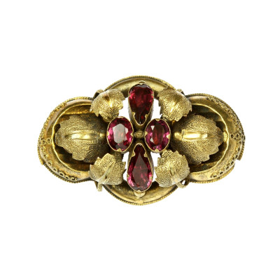 Zlatá brož s turmalíny - biedermeier