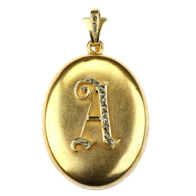 SOLD - Gold locket with "A" initial - Austria-Hungary