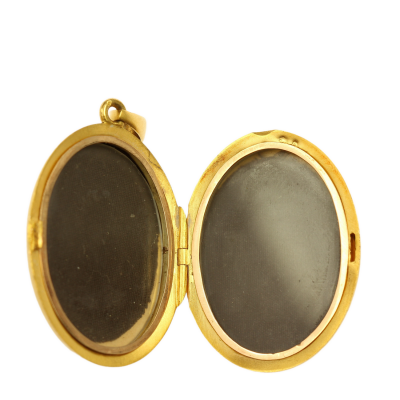 Austro-Hungarian gold locket with turquoises and pearls