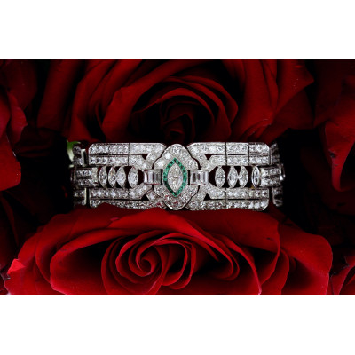 Art deco náramek s diamanty - 21,60 ct