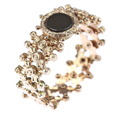 SOLD - Flexible gold onyx bracelet - 19th century