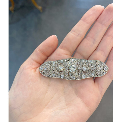 Art deco diamantová brož - 7,085 ct