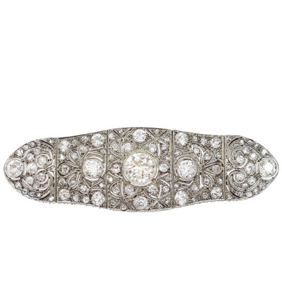 Art deco diamond brooch - 7.085 ct