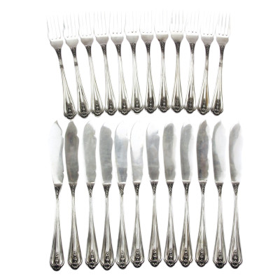 Silver fish cutlery for 12 persons - Portugal