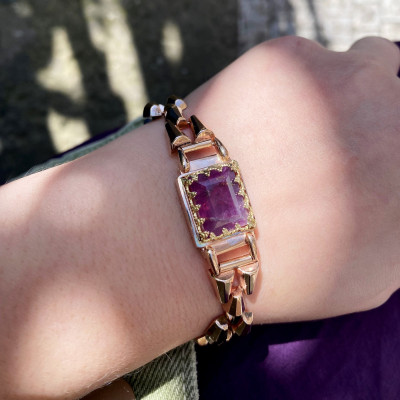 Rose gold bracelet with sapphire - 1950s