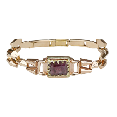 Rose gold bracelet with sapphire - 1950s