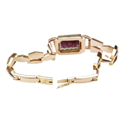 Rose gold bracelet with sapphire - 1950s