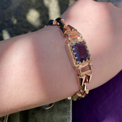 Rose gold bracelet with sapphire - 1950s
