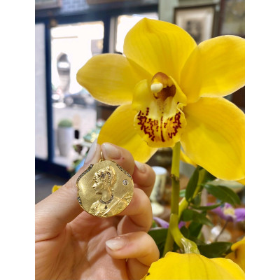 PRODÁNO - Secesní brož/přívěsek s diamanty