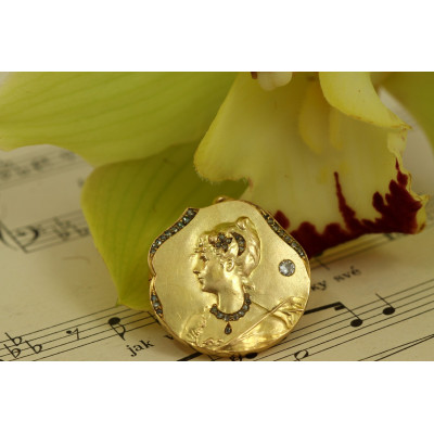 PRODÁNO - Secesní brož/přívěsek s diamanty