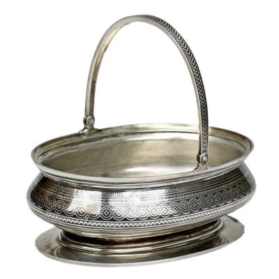 PRODÁNO - Stříbrný košík - konec 19. století, A. Postnikov