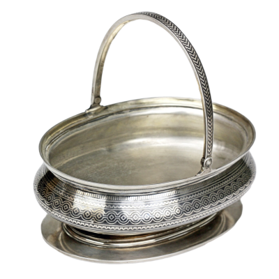 PRODÁNO - Stříbrný košík - konec 19. století, A. Postnikov