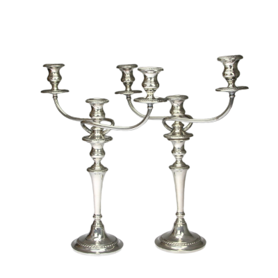 Three arm silver paired candlesticks - Gorham