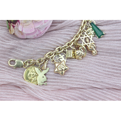 Zlatý náramek s 25 přívěsky - 19,5 cm