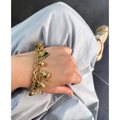 Zlatý náramek s 25 přívěsky - 19,5 cm