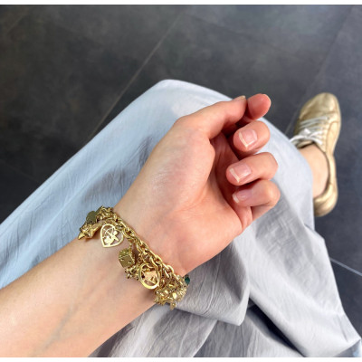 Zlatý náramek s 25 přívěsky - 19,5 cm