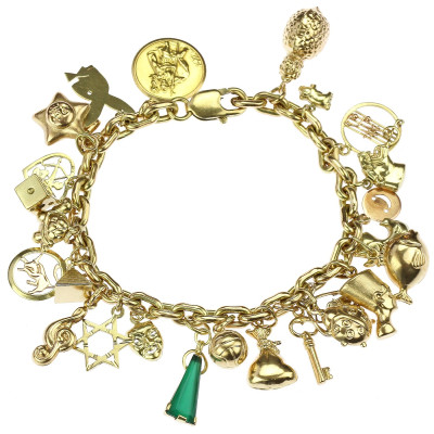 Gold bracelet with 25 charms - 19 cm