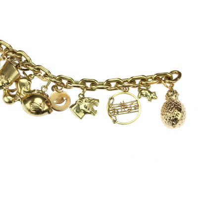 Zlatý náramek s 25 přívěsky - 19,5 cm