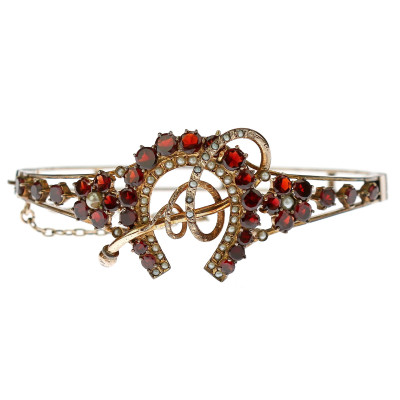 Garnet bracelet with horseshoe motif – turn of the 19th and 20th Century