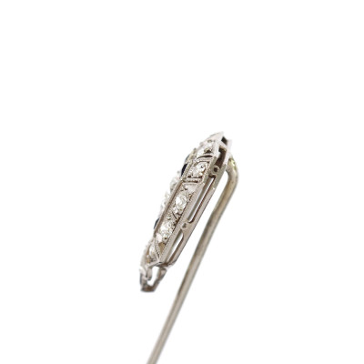 SOLD - Art deco platinum pin with diamonds and synthetic sapphires