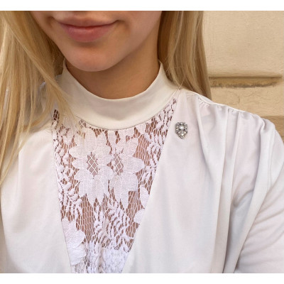 SOLD - Art deco platinum pin with diamonds and synthetic sapphires