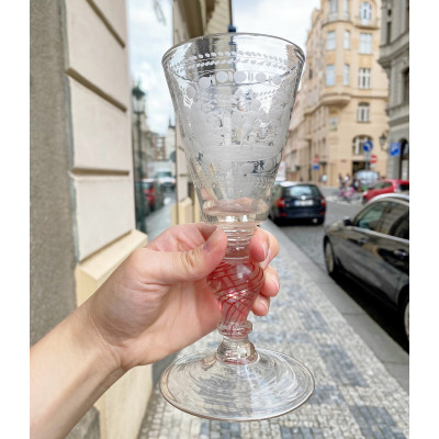 SOLD - Baroque goblet with engraving of cupid