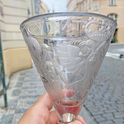 SOLD - Baroque glass goblet - VIVAT LEOPOLDVS