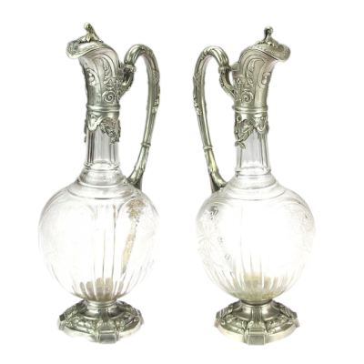 Pair silver of claret jugs - France 1860