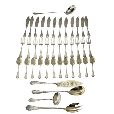 Sada stříbrných příborů pro 12 osob (41 ks) - Gaston Bardies, Paříž