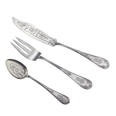 Silver cutlery set for 12 persons - Gaston Bardies, Paris
