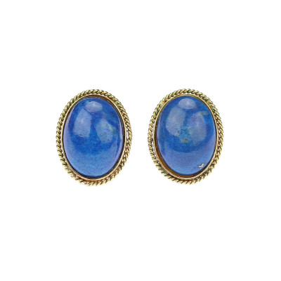 Earrings with lapis lazuli in a gold frame