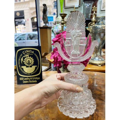 PRODÁNO - Skleněný stojánek se sv. Janem Nepomuckým - Harrachov