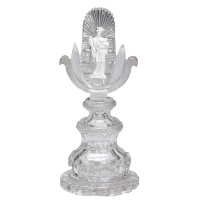 PRODÁNO - Skleněný stojánek se sv. Janem Nepomuckým - Harrachov