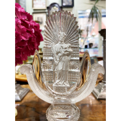 PRODÁNO - Skleněný stojánek se sv. Janem Nepomuckým - Harrachov