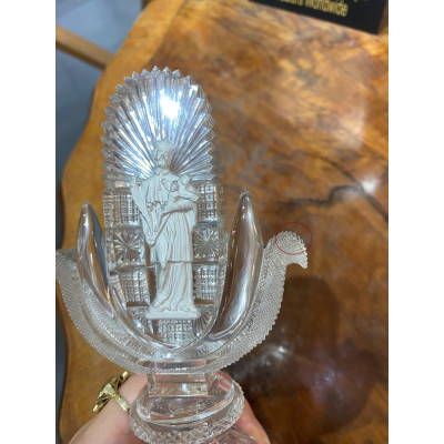 PRODÁNO - Skleněný stojánek se sv. Janem Nepomuckým - Harrachov