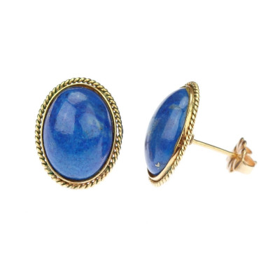 Náušnice s lapisem lazuli ve zlatém rámečku