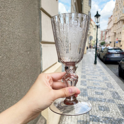 PRODÁNO - Pohár se sv. Janem Nepomuckým - pol. 18. století