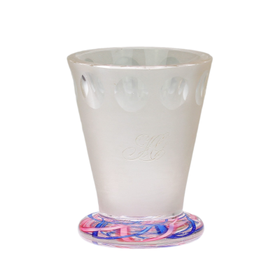 Glass beaker with monogram - 1st half of the 20th century