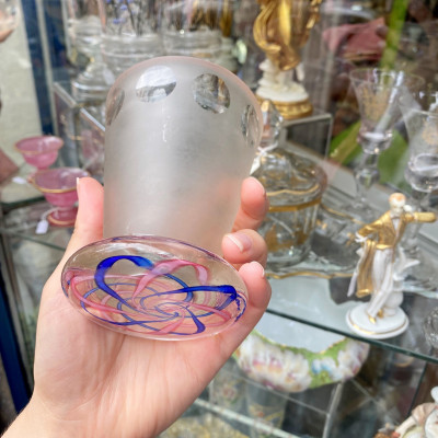 Glass beaker with monogram - 1st half of the 20th century