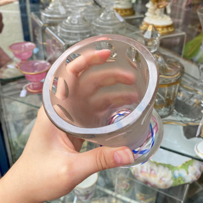 Glass beaker with monogram - 1st half of the 20th century
