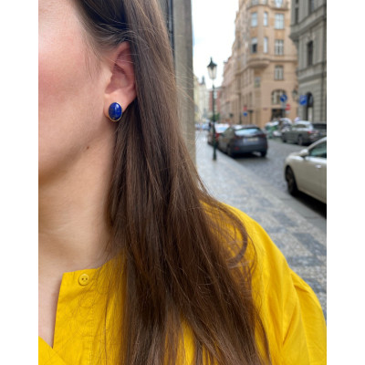 Zlaté náušnice s lapisem lazuli