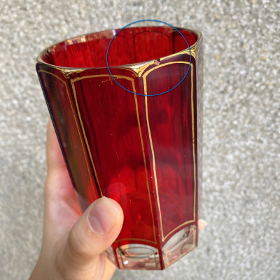 Číše s rubínovou lazurou a zlacením - 1840-1850