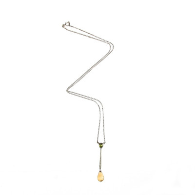 Zlatý náhrdelník s peridotem, citrínem a diamanty